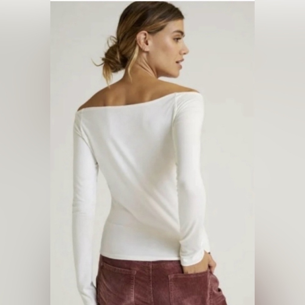 Anthropologie Amadi Ballet Boat Neck White/Cream Top, Size L, NWT